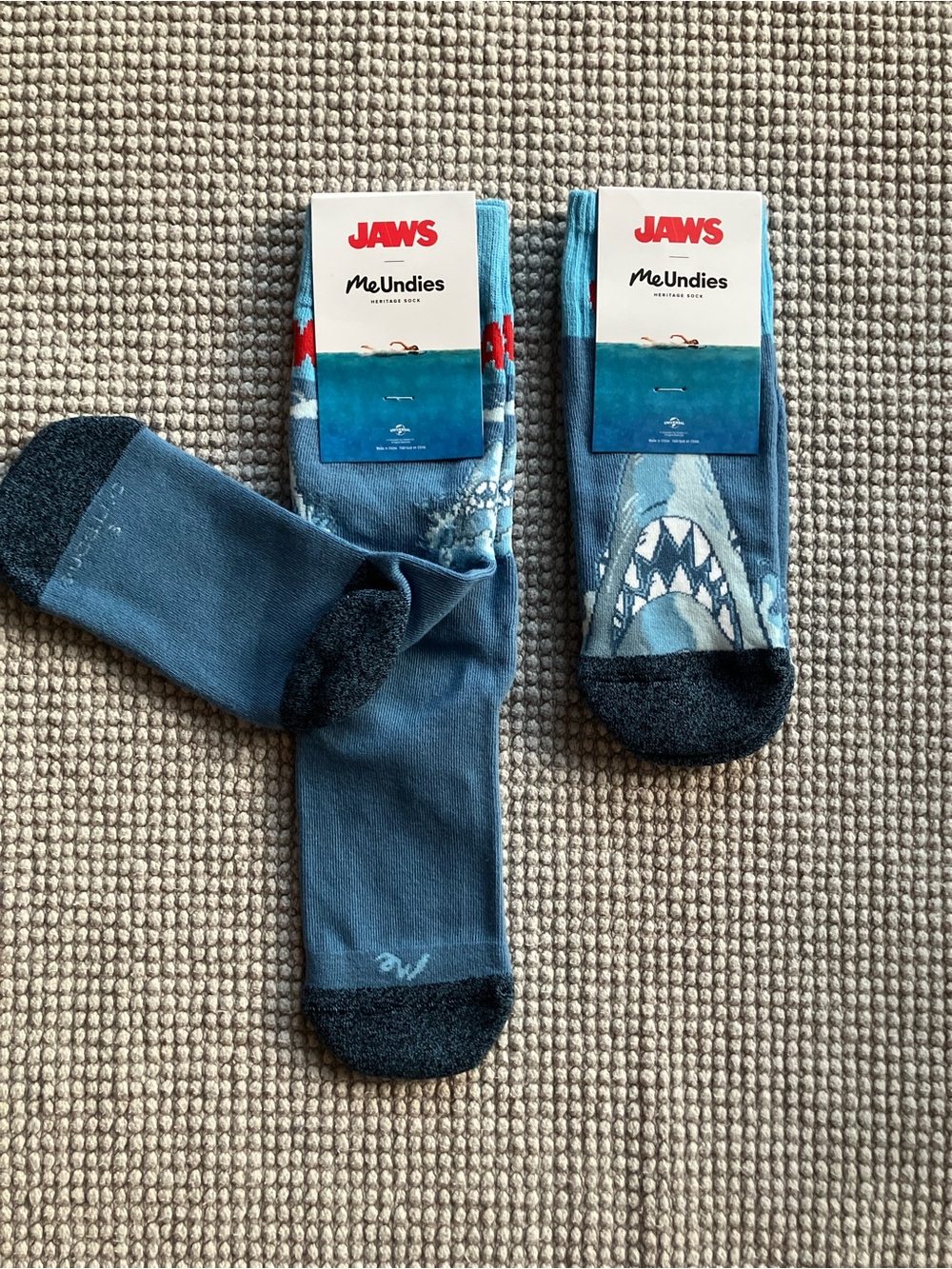 MeUndies Blue Jaws Shark Crew & Quarter Socks Duo Pairs